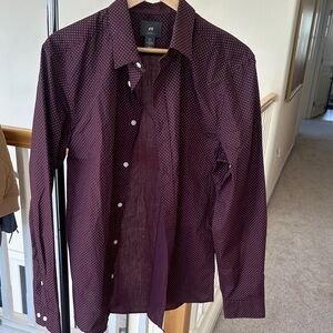 H&M Men's Dark Red Button Down Shirt
